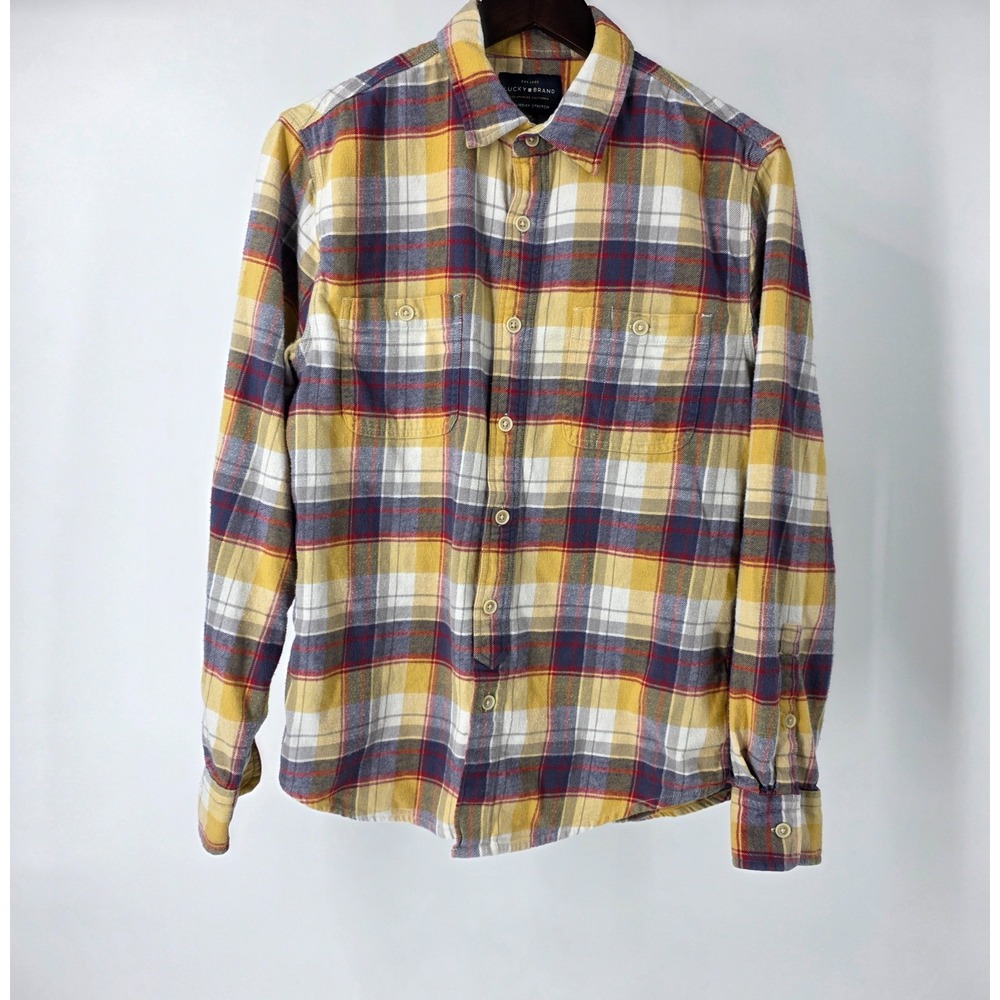 Lucky Brand Saturday Stretch Flannel Shirt Plaid Western Style Soft Men's Small